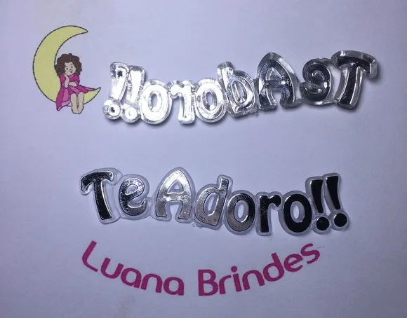 Plaquinhas te Adoro de Acrílico Injetado Pct C/5 Unidades