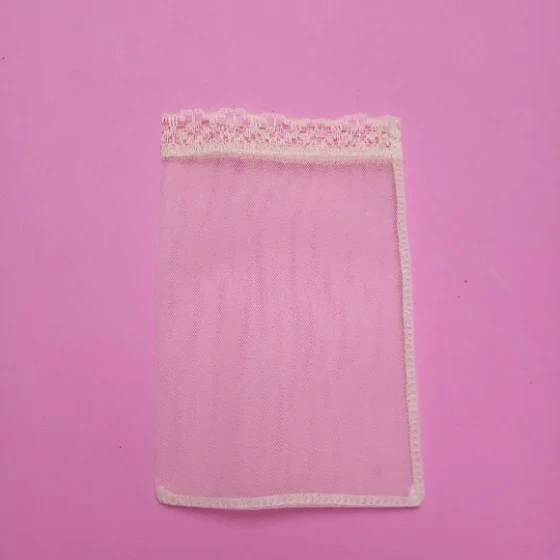 Saquinho Organza Tunil com Renda Bege 9x13cm