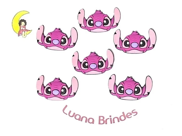 Aplique Stitch e Angel Emborrachado Pacote com 6 Unidades