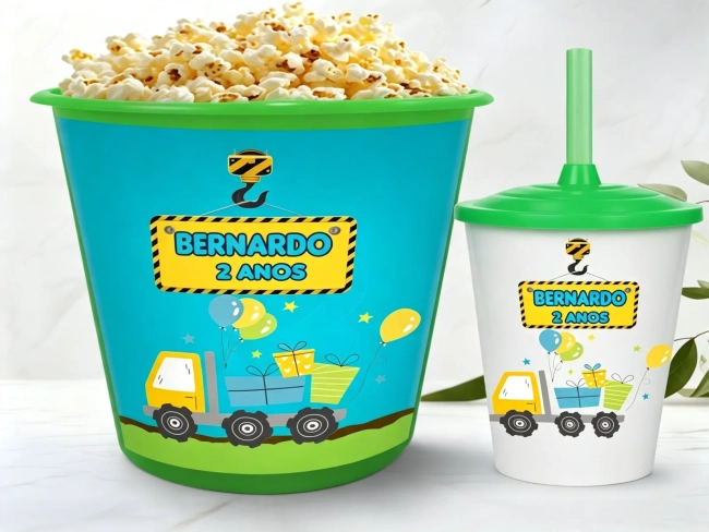 Kit Balde e Copo Twister personalizado Contrução Civil