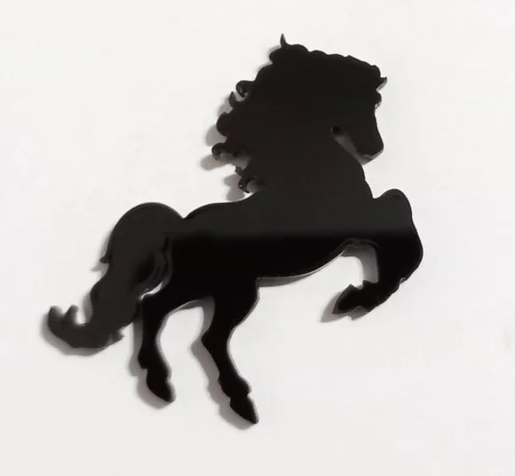 Aplique Cavalo no Acrílico Preto - 6 Peças