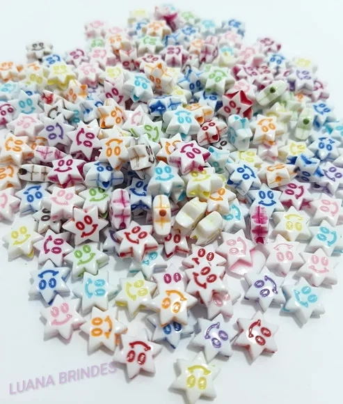 Miçanga Estrela Sorridente de acrílico -10mm- pct c/100 unid
