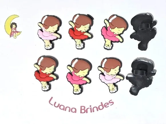 Ponteira P/lápis Bailarinas 3,5cm Emborrachado - 6 Unidades