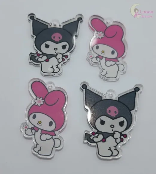 Pingentes Personagens de Acrílico Adesivado - pct c/4 uni
