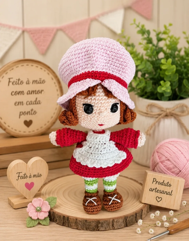 Boneca Moranguinho amigurumi