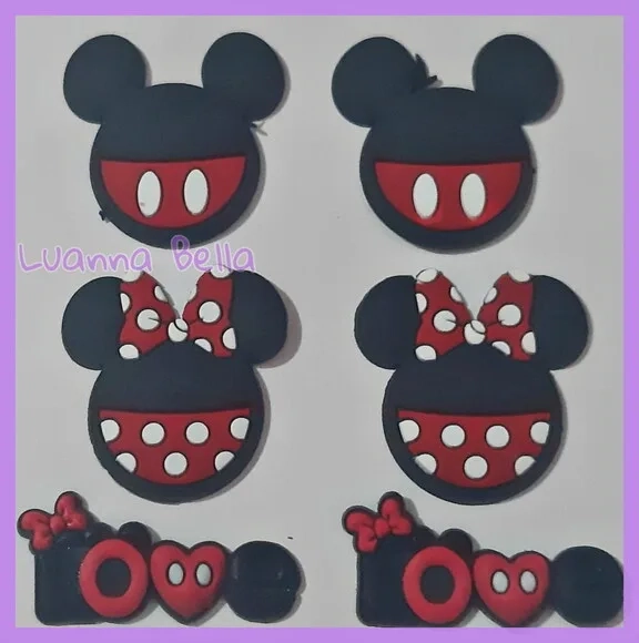 Apliques Mickey e Minnie de borracha - pct c/6 unidades