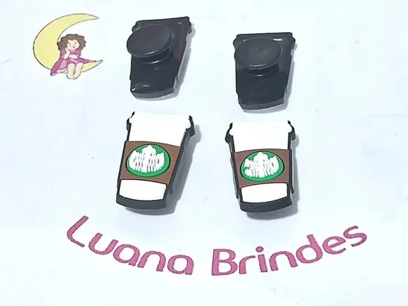 Pins de Crocs Starbucks Emborrachado Pacote com 6 Unidades