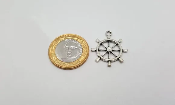 Pingente de Leme em Metal Níquel de 2,7cm - 12 Unidades
