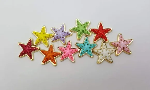 Apliques Estrela do Mar Colorida de 2,2cm 12 Unidades