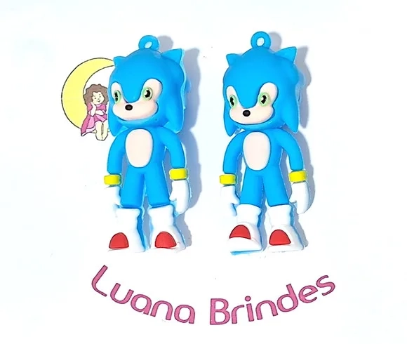 Pingente Sonic 3d Emborrachado Pacote com 2 Unidades