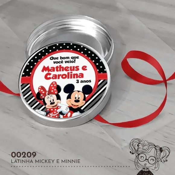 Latinha Adesivada Mickey e Minnie - 00209