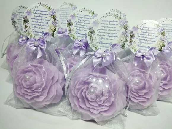 Lembrancinha 15 Anos Sabonete Flor Peônia Perfumado