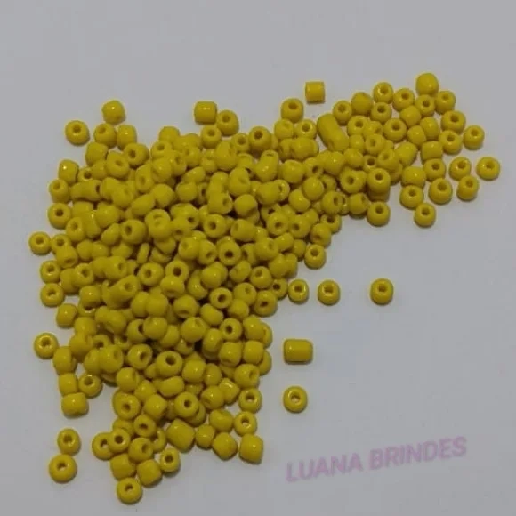 Miçanga Acrílica Amarela 6mm Pacote 60 Gramas