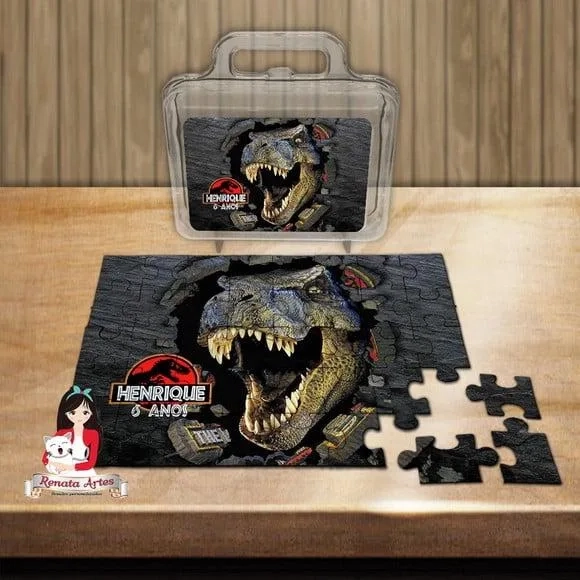 Quebra Cabeça Personalizado na Maleta Dinossauro