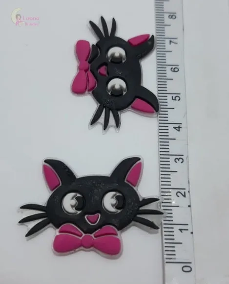 Apliques Gatas e Cachorro de borracha - pct c/9 unidades