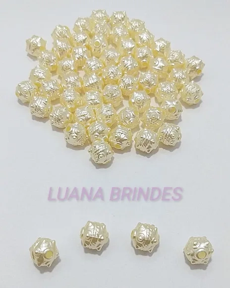 Perola Balãozinho Creme 8mm Pacote com 100 Unidades