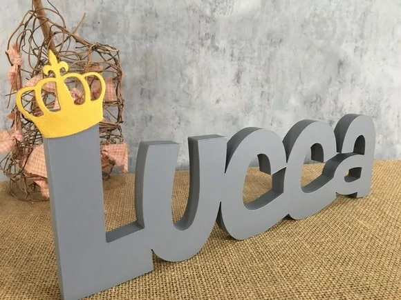 Letras de MDF -Nomes Linha CH com Coroa