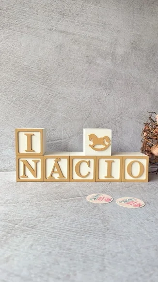 Cavalinho de Balanço + Cubos 6x6cm Ts Decoração Bebê