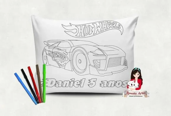 Almofada Pinte e Lave Hot Wheels