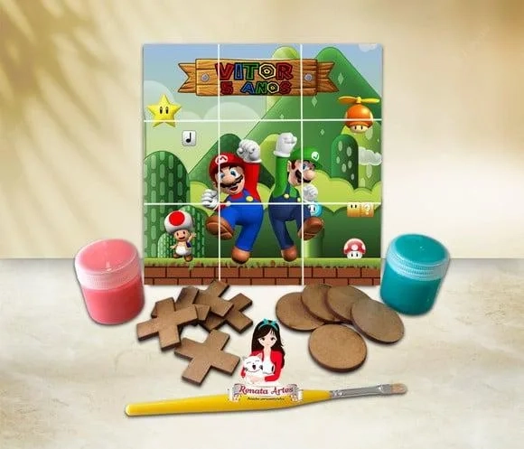 Jogo da Velha com Tinta Personalizado Super Mario