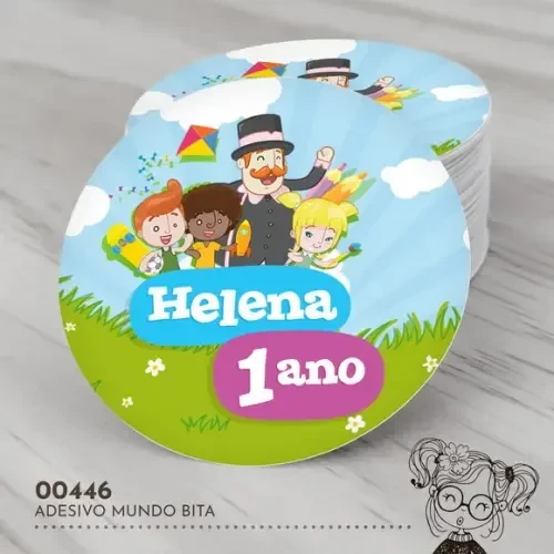 Adesivo Redondo Mundo Bita - 00446
