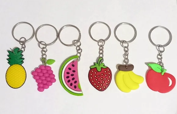 Chaveiro Frutas Variadas Emborrachado - 6 Unidades
