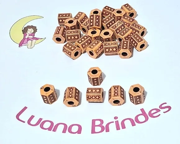 Cubo Sextavado Acrílico Marrom 12mm Pacote com 30 Unidades