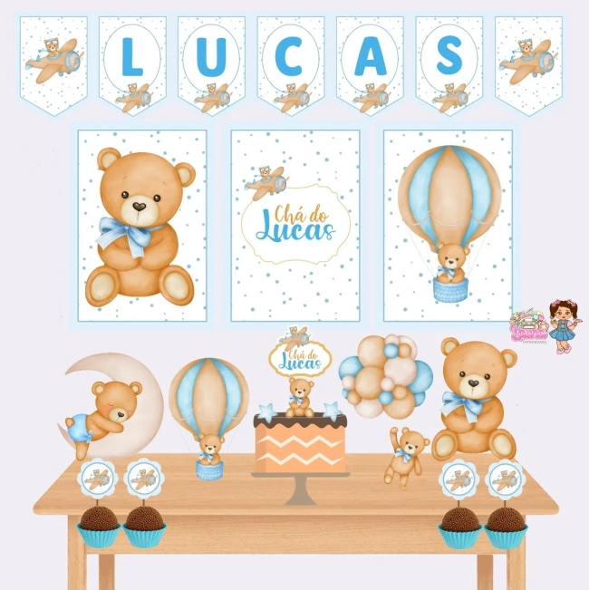 Kit Festa Só Um Bolinho CHÁ DE BEBÊ AZUL - Decoração de Festa