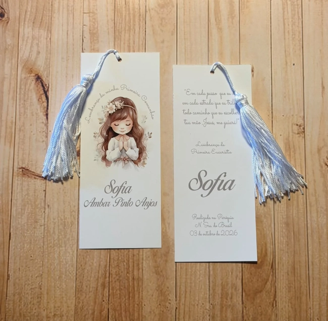 Marca página lembrança primeira comunhão com tassel