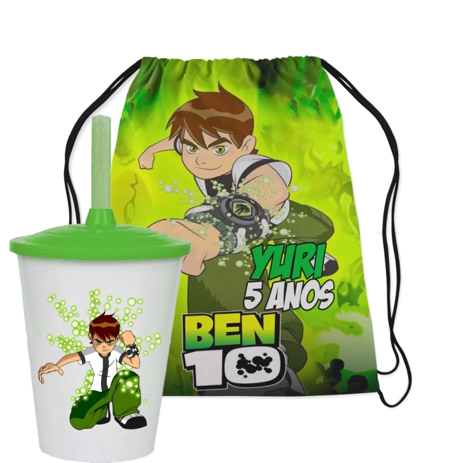 Kit Mochila e Copo Twister personalizado do Ben 10