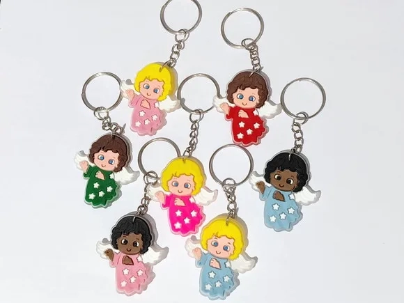Chaveiro Anjinho 4,5cm Emborrachado Pacote com 7 Unidades