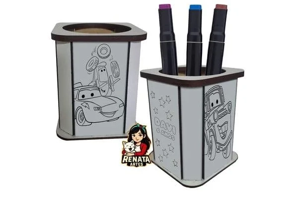 Porta Lápis para Colorir Carros