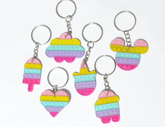 Chaveiro Variados Pop It Fidget De Borracha - Pct C/5 Unid