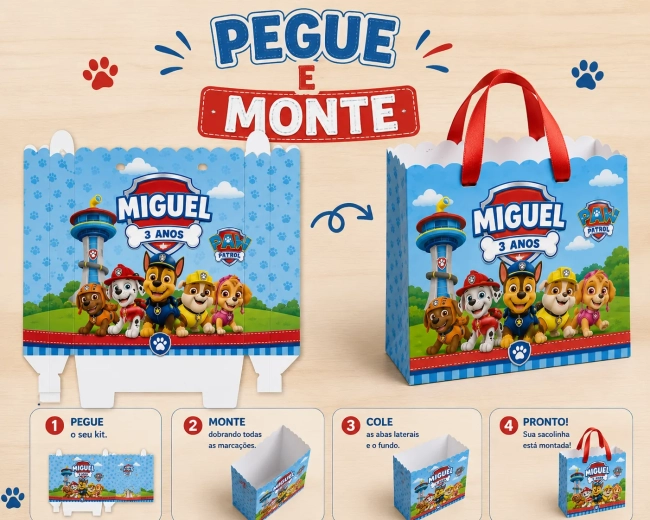 Sacolinha Personalizada Patrulha Canina – Pegue e Monte
