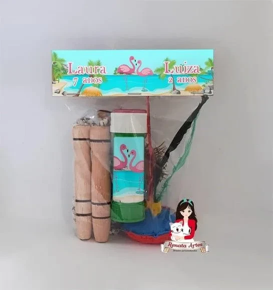 Kit Lembrancinha com Bolha de Sabão Flamingos