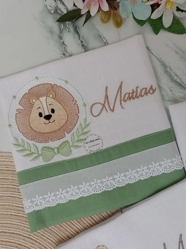 Kit Fraldas Personalizadas com Nome Bordado para Bebê, Enxoval Completo com Fraldas de Boca