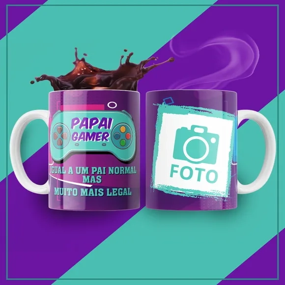 Caneca Personalizada Papai Gamer Geek com Foto