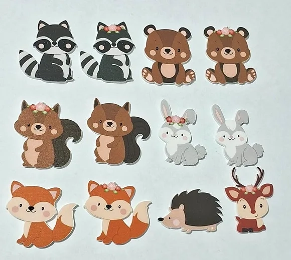 Apliques Animais Bosque Encantado Variados U.v- 12 Peças