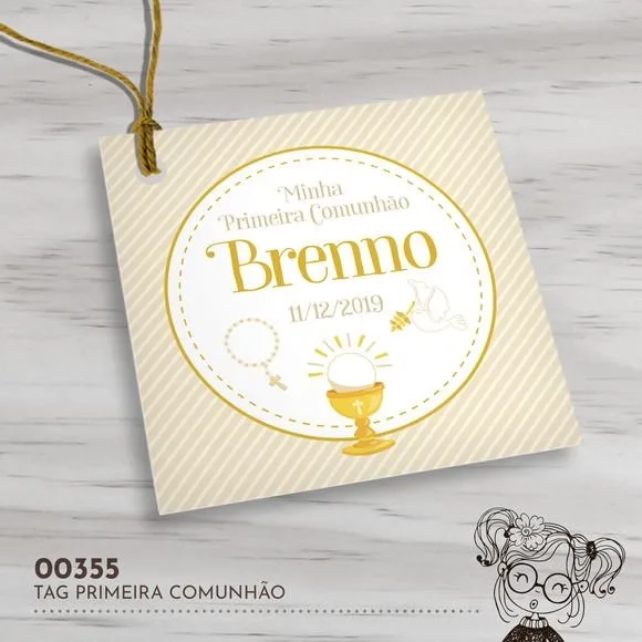 Tag Quadrada Primeira Comunhão - 00355