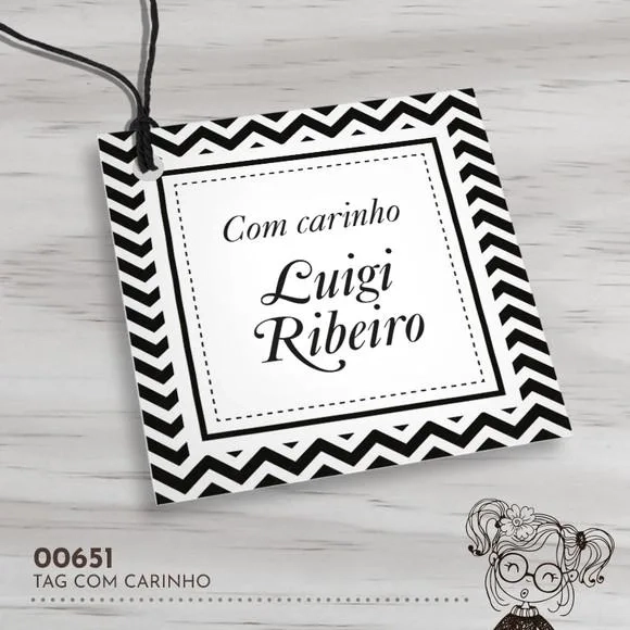 Tag Quadrada com Carinho - 00651