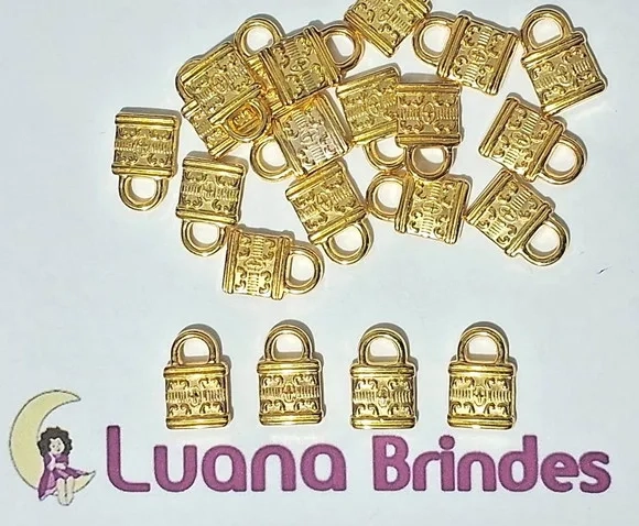 Pingente Cadeado Abs Dourado 1,6cm Pacotes com 50 Unidades