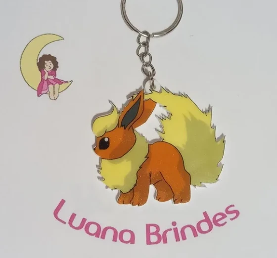 Chaveiro Pokémon Eevee Evolution Acrilico Uv- 3 Unidades