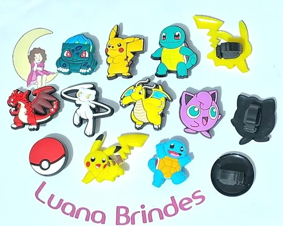 Pins para Cadarço Pokemon Emborrachado Pacote com 10 Unidade