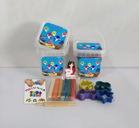 Kit Massinha no Baldinho Personalizado Baby Shark