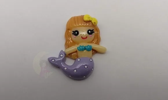 Aplique Sereia Lilás em Resina de 3cm - 5 Unidades