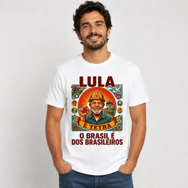 Camiseta Lula É Tetra – O Brasil É dos Brasileiros | Estampa Vintage