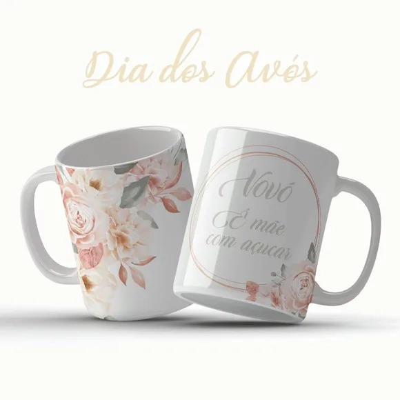 Caneca Dia dos Avós Vovó É Mãe com Açúcar