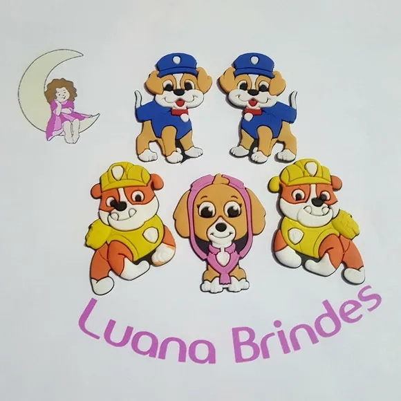 Aplique Cachorro Patrulha Borracha Pct 5 Unidades Variados