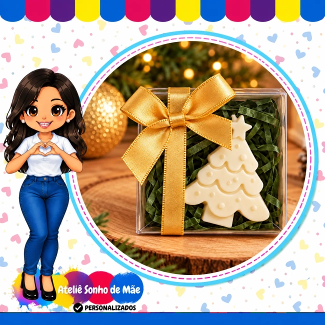 Presente de Natal com Árvore Decorativa em Embalagem Transparente