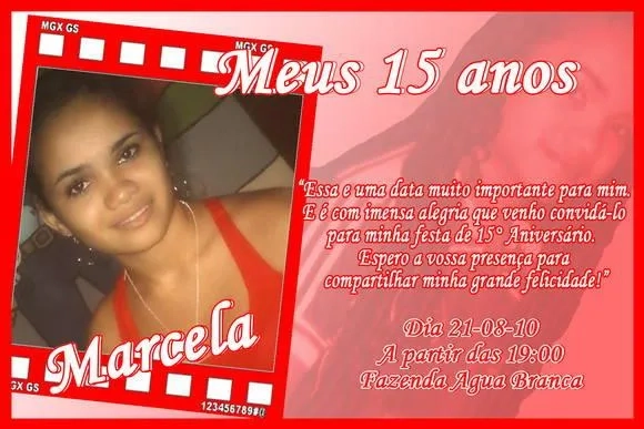 Convite 15 anos - 10x15cm c/ Envelope